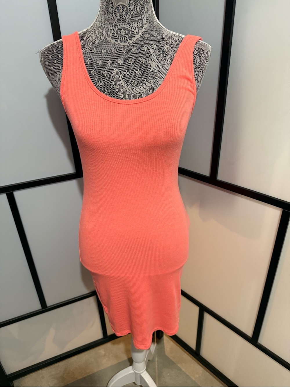 Ambiance Coral Tank Ribbed Midi Dress